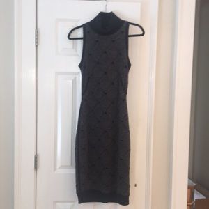 Grey Wool Sleeveless Turtleneck Dress